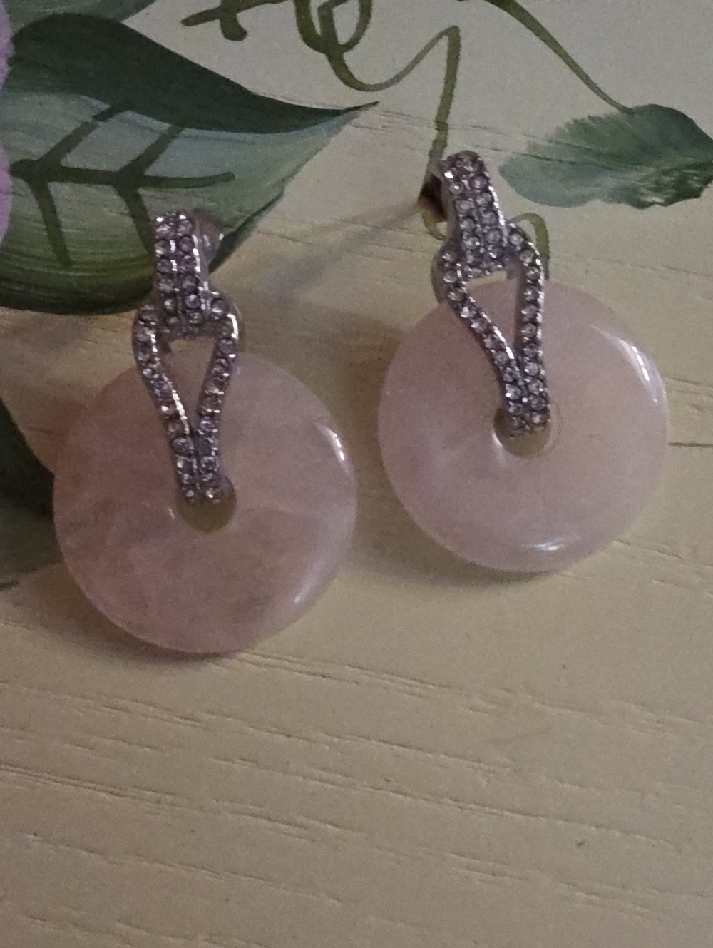 Stainless Steel Vintage Door Knocker Earrings with Pavé Accents Rose Stone